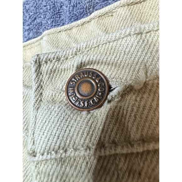 Vintage 90s Levis 550 Cream Baggy Relaxed Tapered Fit Orange Tab Mens Size 33x32 - Picture 2 of 9